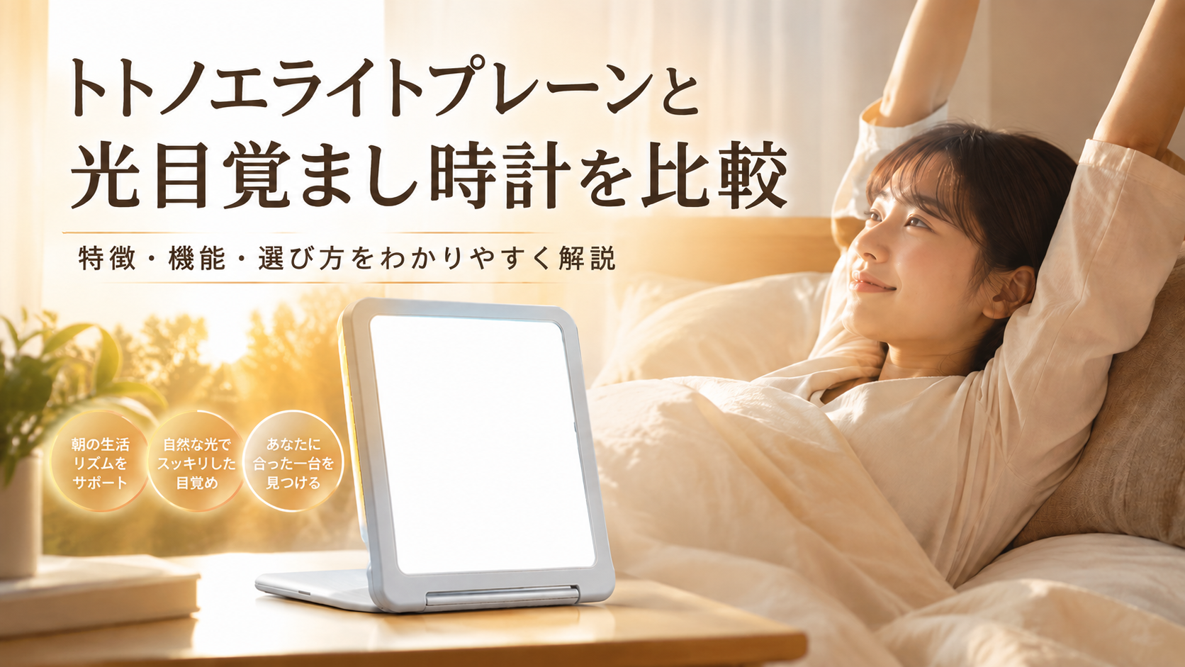 トトノエライトプレーンと光目覚まし時計を比較|特徴・機能・選び方をわかりやすく解説